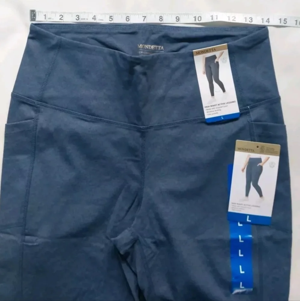 Mondetta Ladies High Waist Side Pocket‎ Active Tight Pant Leggings  Sea Combo  L